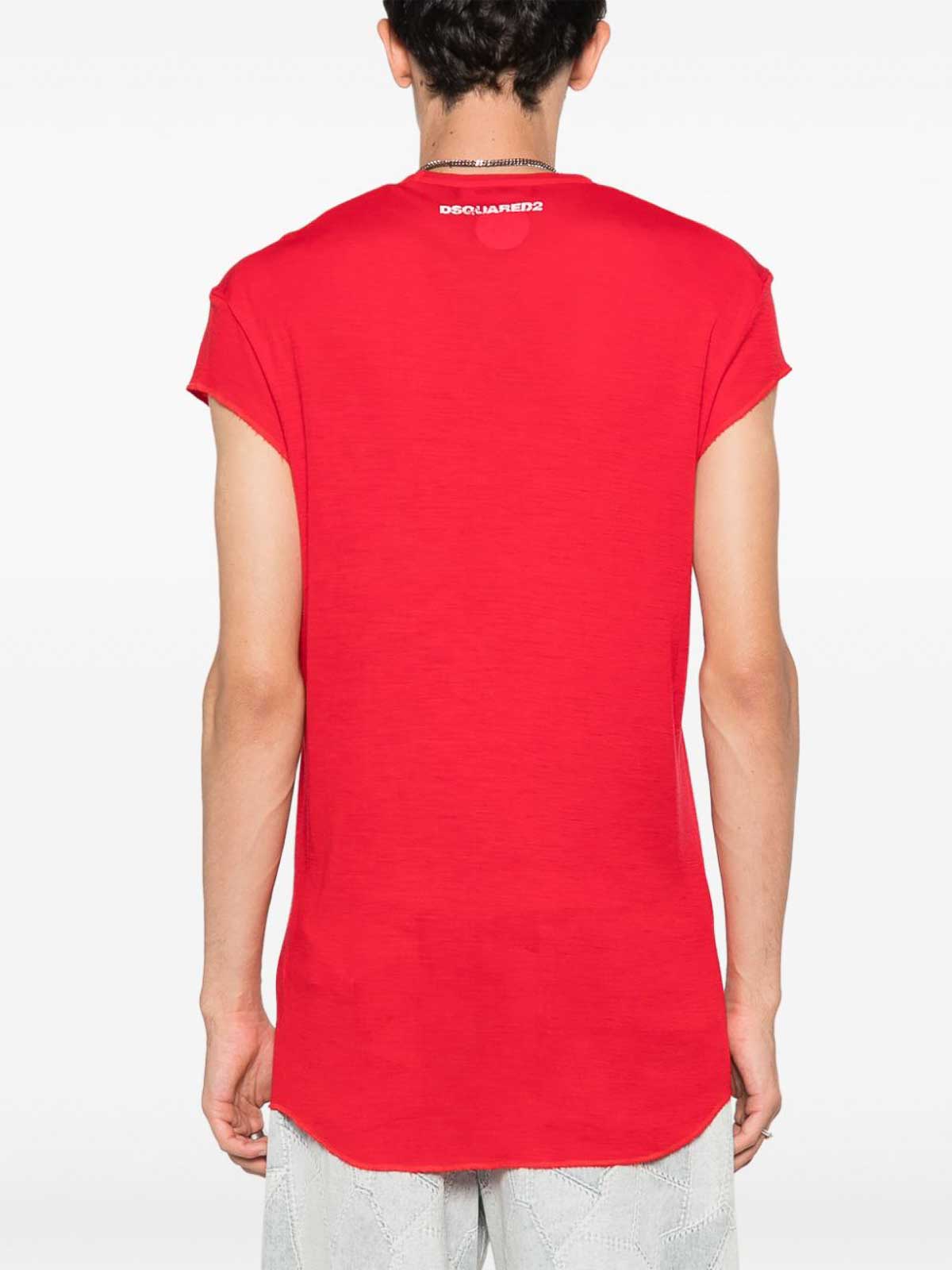Shop Dsquared2 Slogan-print Virgin Wool T-shirt In Red