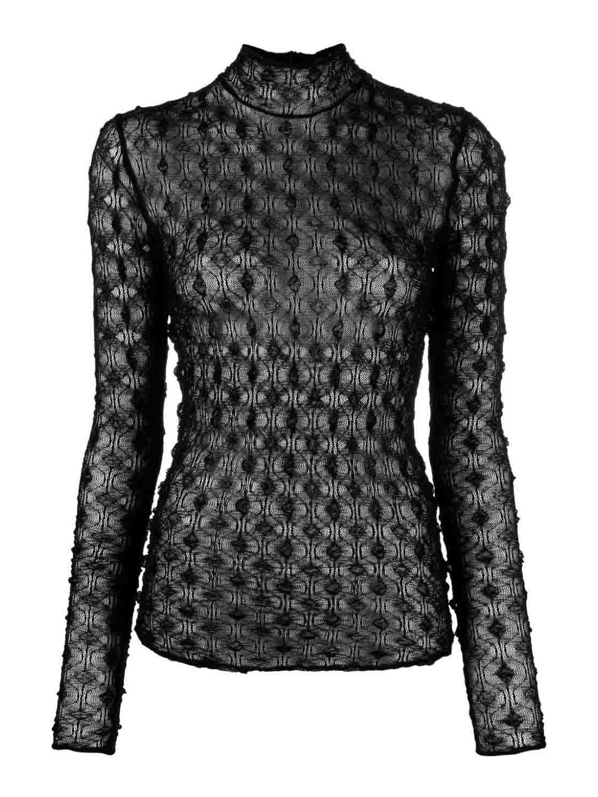 Shop Isabel Marant Toxani Mock-neck Lace Top In Black