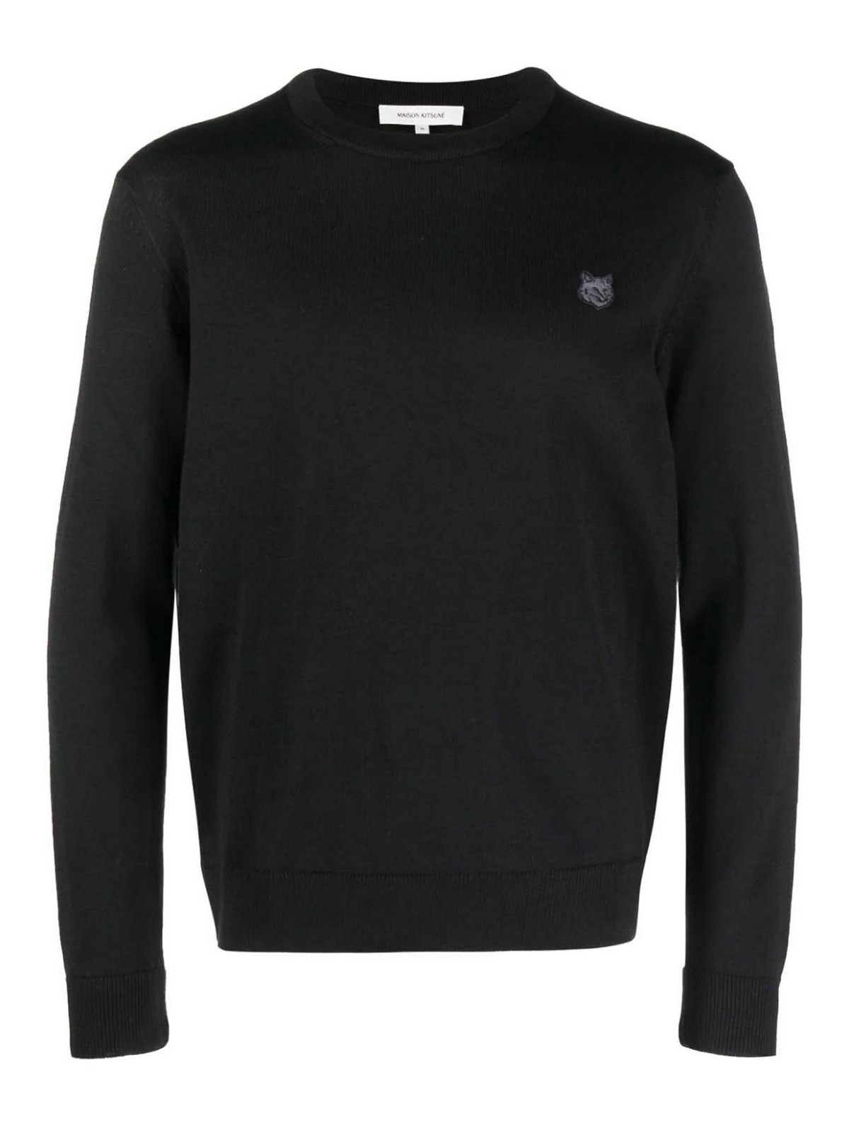 Maison Kitsuné Logo Crew-neck Sweatshirt In Black