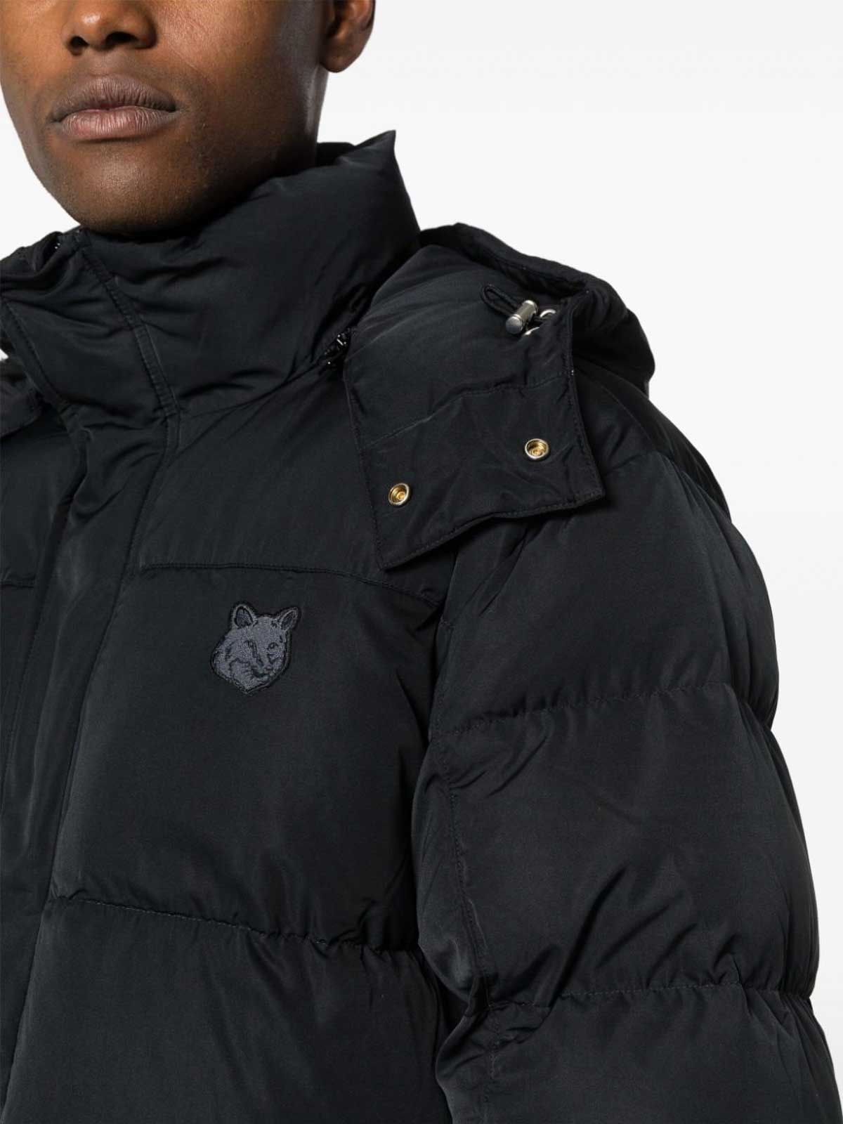 Shop Maison Kitsuné Logo-appliqu Hooded Down Jacket In Black