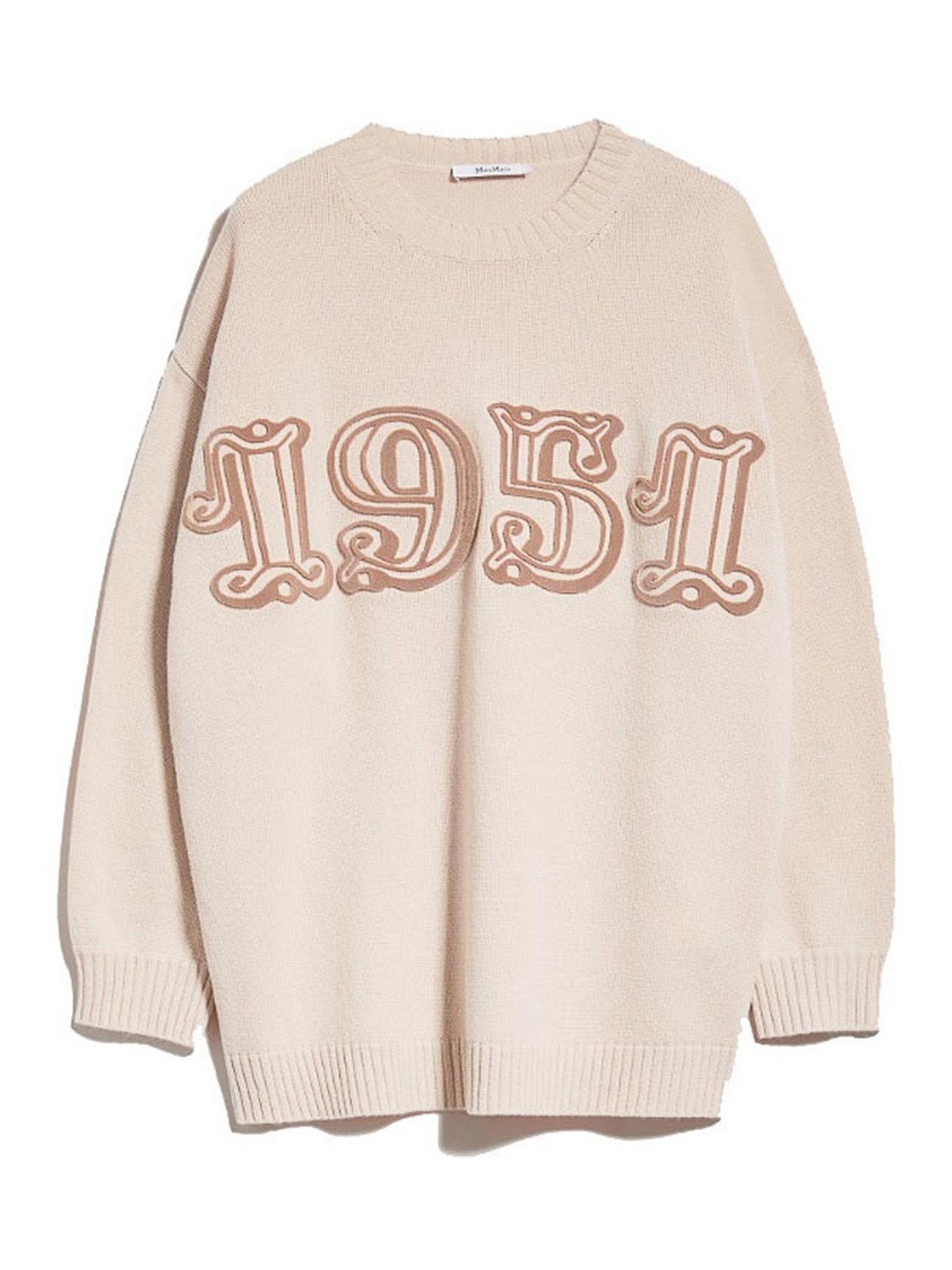 Shop Max Mara Fido Wool And Cashmere Monogram Pullover In Pink