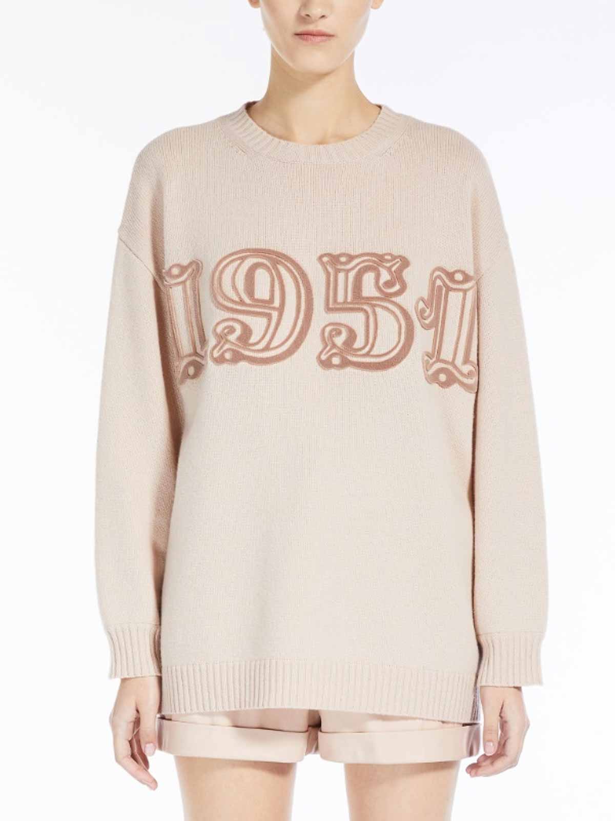 Shop Max Mara Fido Wool And Cashmere Monogram Pullover In Pink