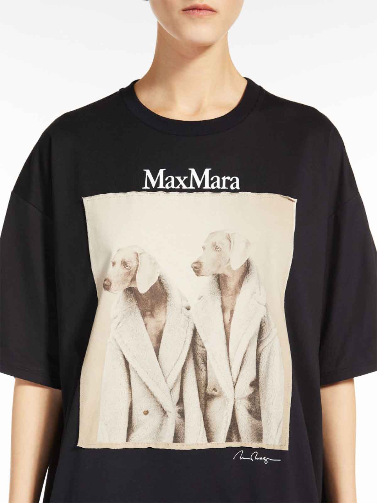 【マックスマーラ】DOG コットン Tシャツ　Wegman print Max Mara dog-print Cotton T-shirt | White | FARFETCH