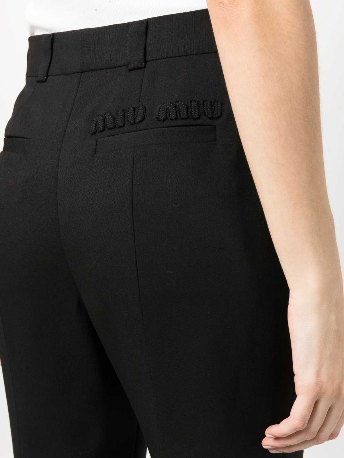 Shop Miu Miu High-waisted Cropped Trousers In Black