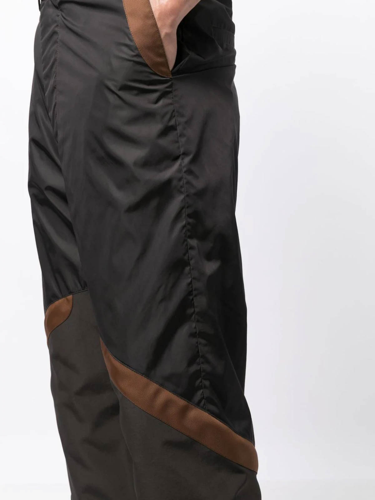 Shop Moncler Panelled Straight-leg Cargo Trousers In Brown