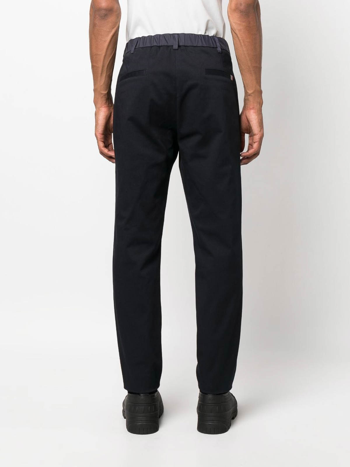 Shop Moncler Drawstring-waist Straight-leg Trousers In Dark Blue