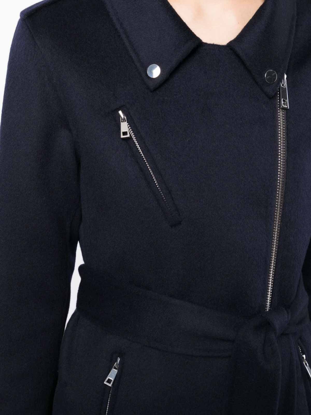 Shop P.a.r.o.s.h Zip-up Wool Coat In Blue