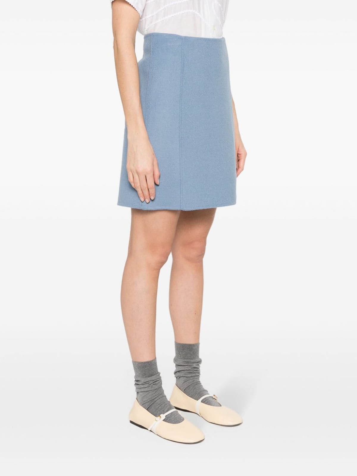 Shop P.a.r.o.s.h High-waist Wool Skirt In Light Blue