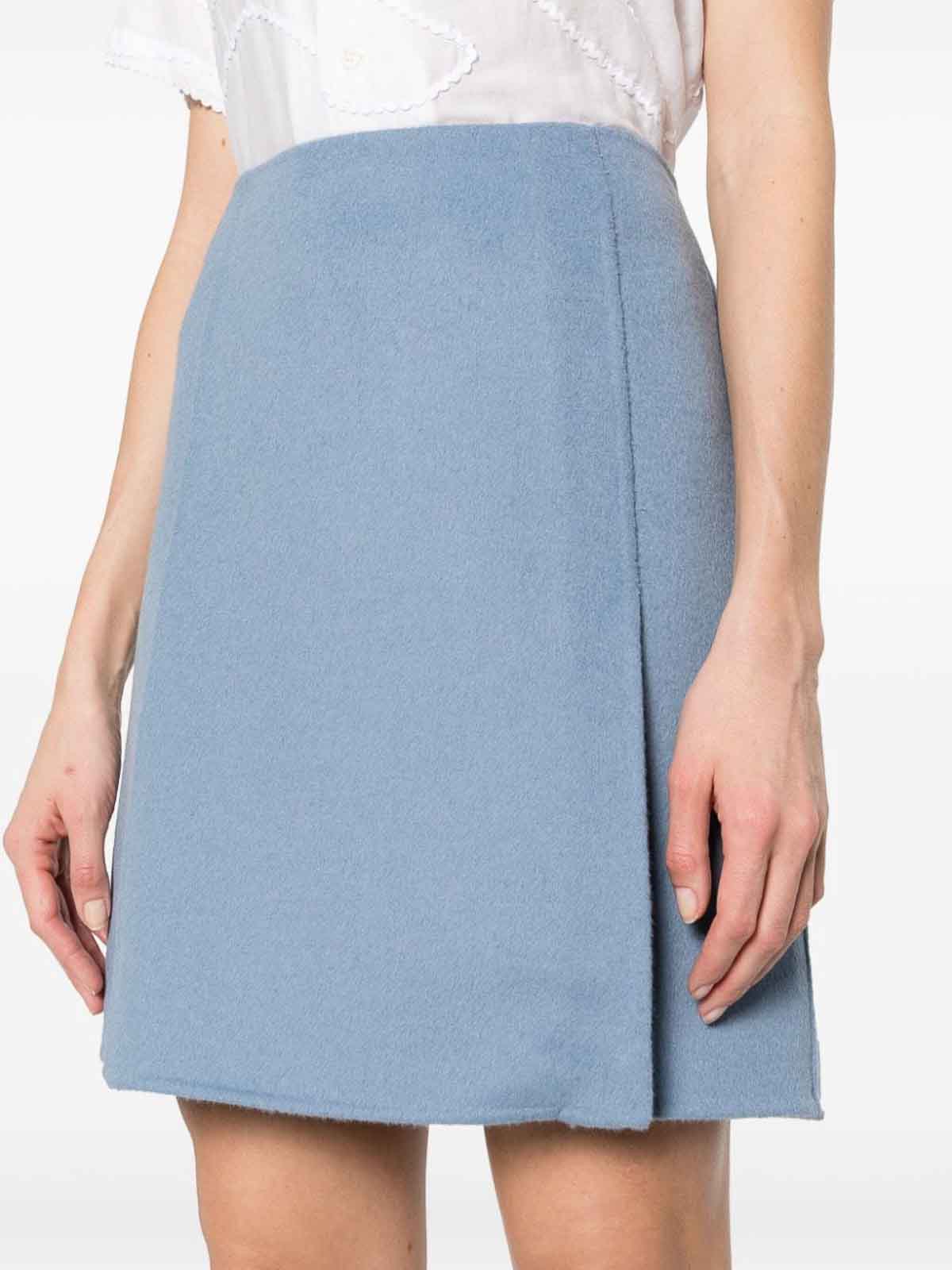 Shop P.a.r.o.s.h High-waist Wool Skirt In Light Blue