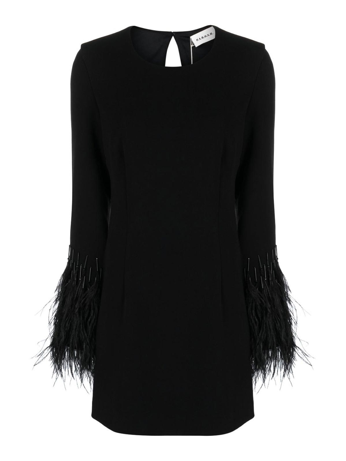 Shop P.a.r.o.s.h Feather-detail Cut-out Minidress In Black