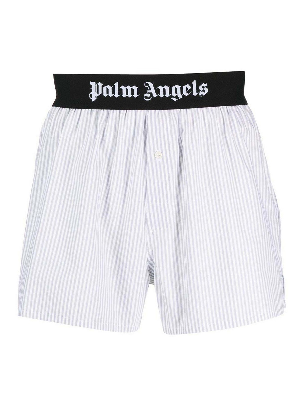 Shop Palm Angels Logo-band Striped Boxer Shorts In Light Grey