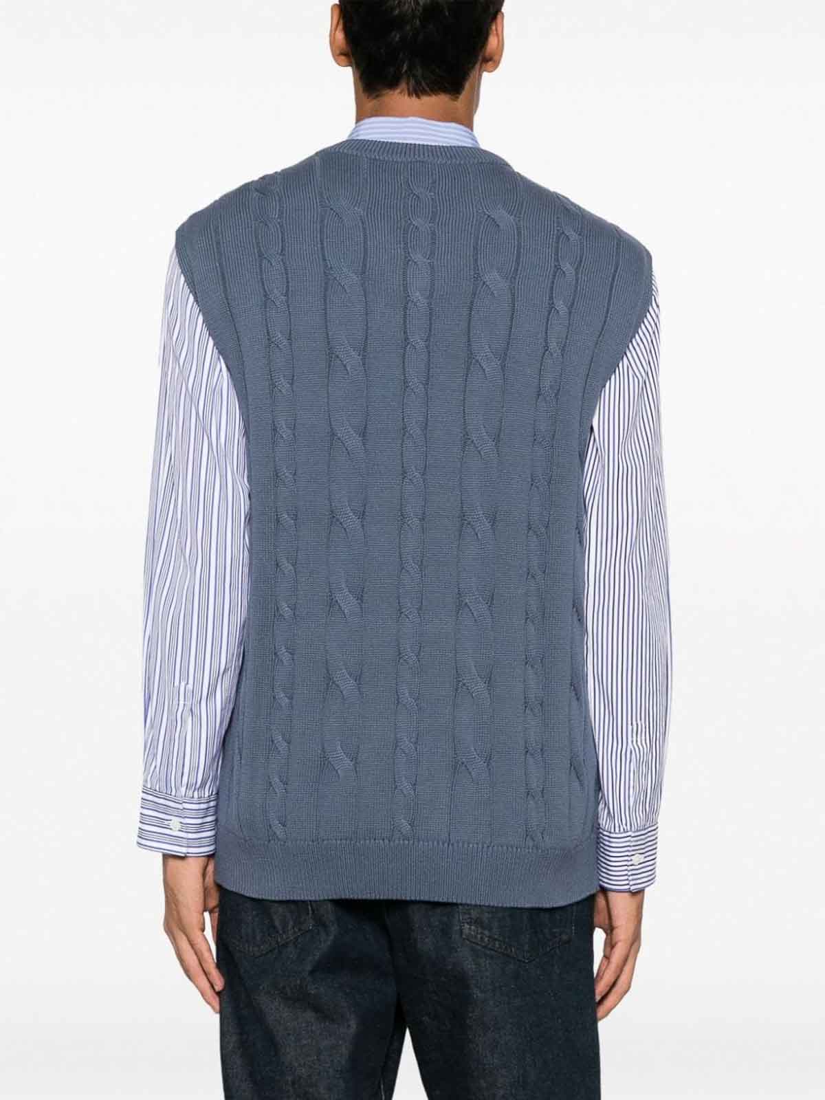 Shop Paul Smith Logo-embroidered Cable-knit Vest In Blue