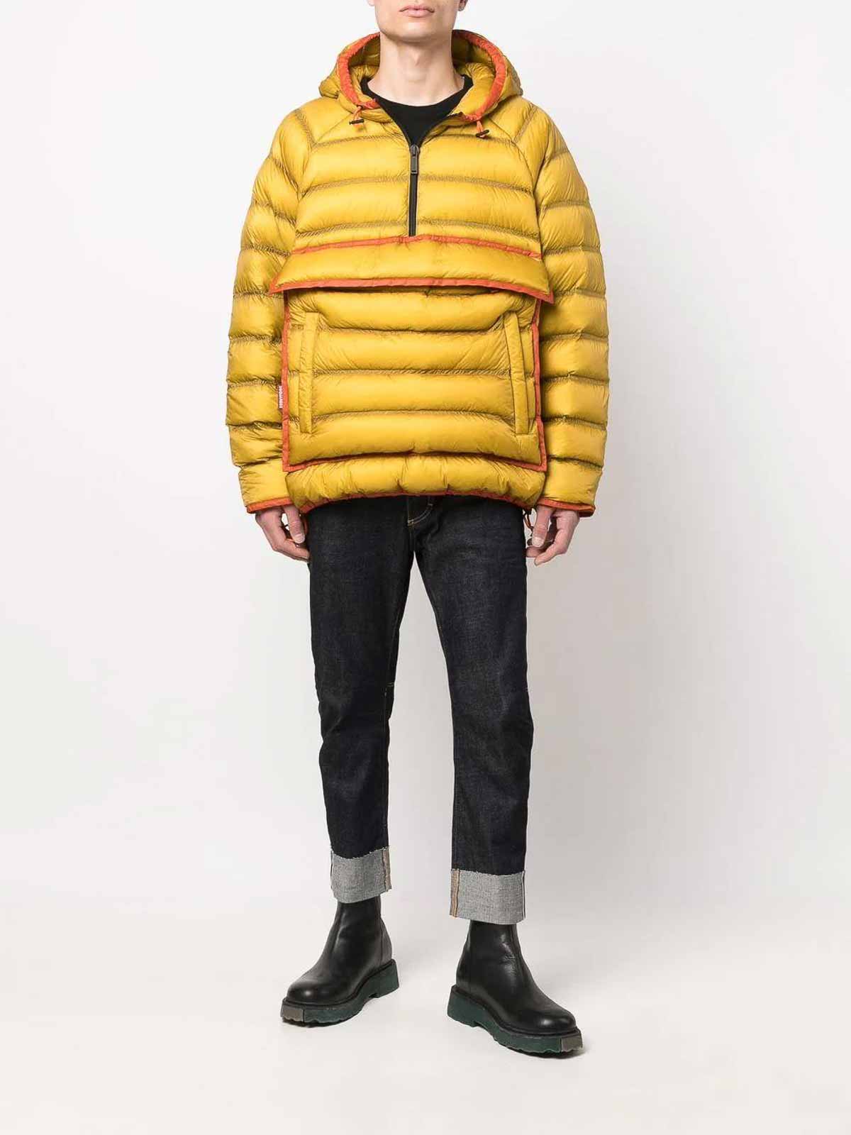 Shop Dsquared2 Contrasting-trim Padded Coat In Yellow