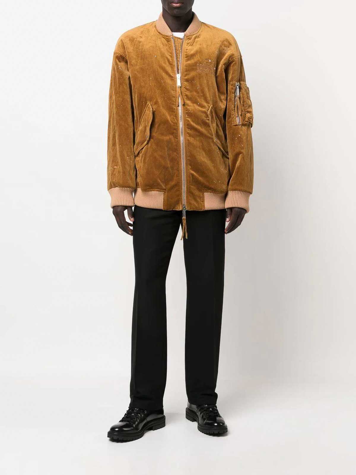 Shop Dsquared2 Logo-embroidered Bomber Jacket In Brown