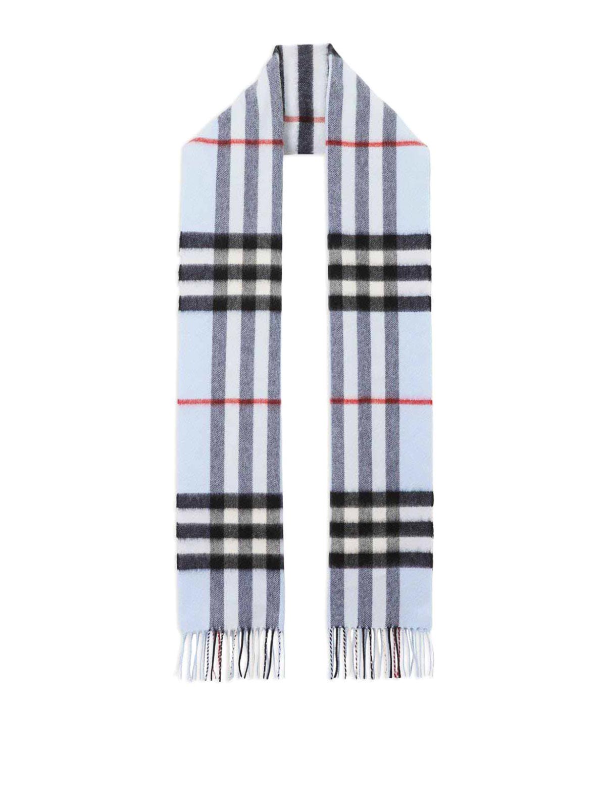 Shop Burberry Checked Cashmere Scarf In Light Blue