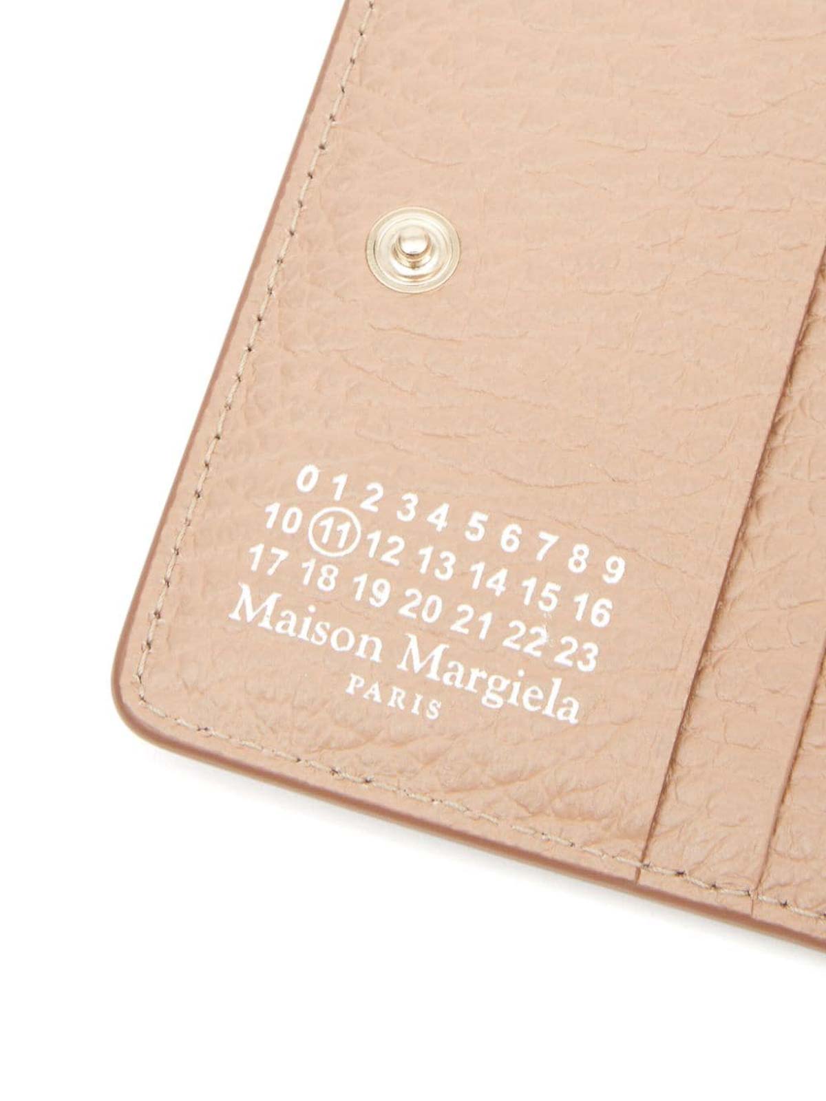 Shop Maison Margiela Four-stitch Leather Wallet In Beige