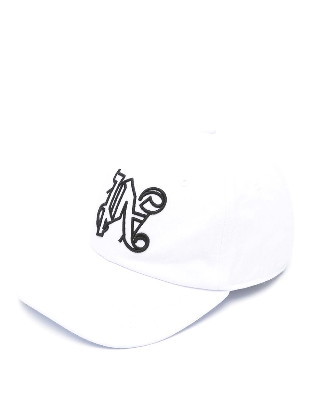 Shop Palm Angels Monogram-embroidered Cotton Cap In White