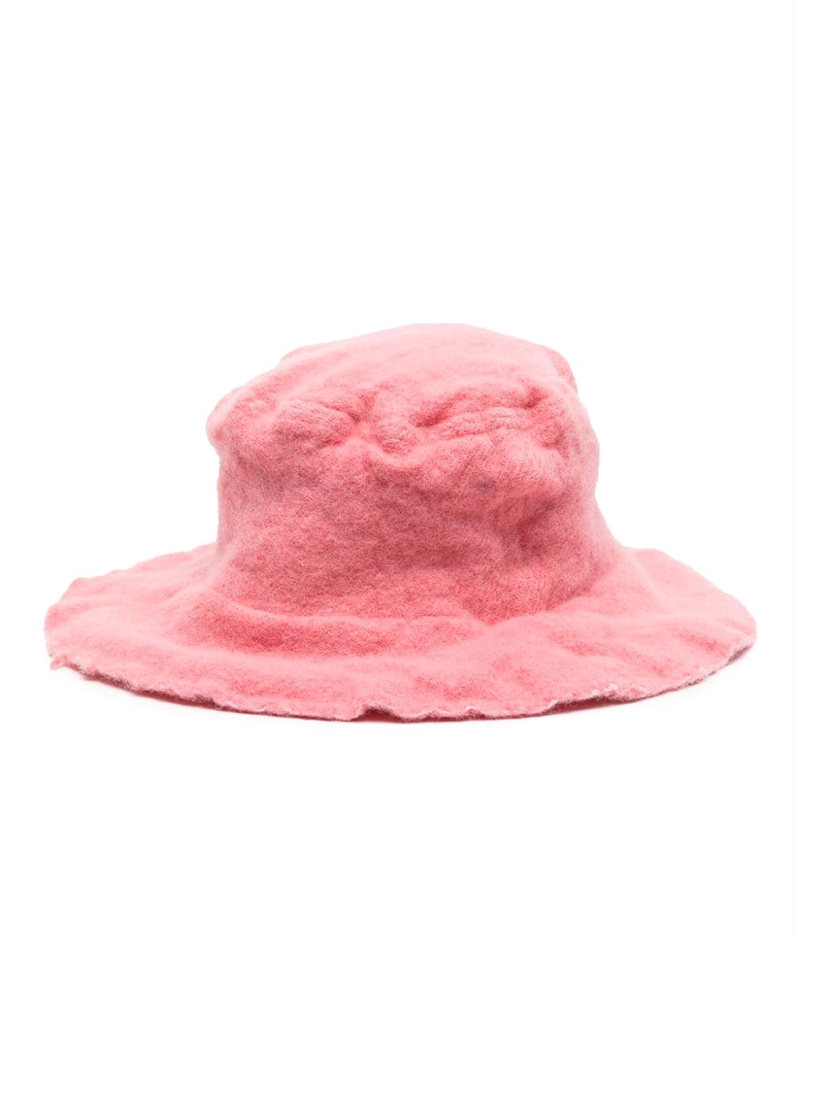 Comme Des Garçons Distressed Wool-blend Bucket Hat In Nude & Neutrals