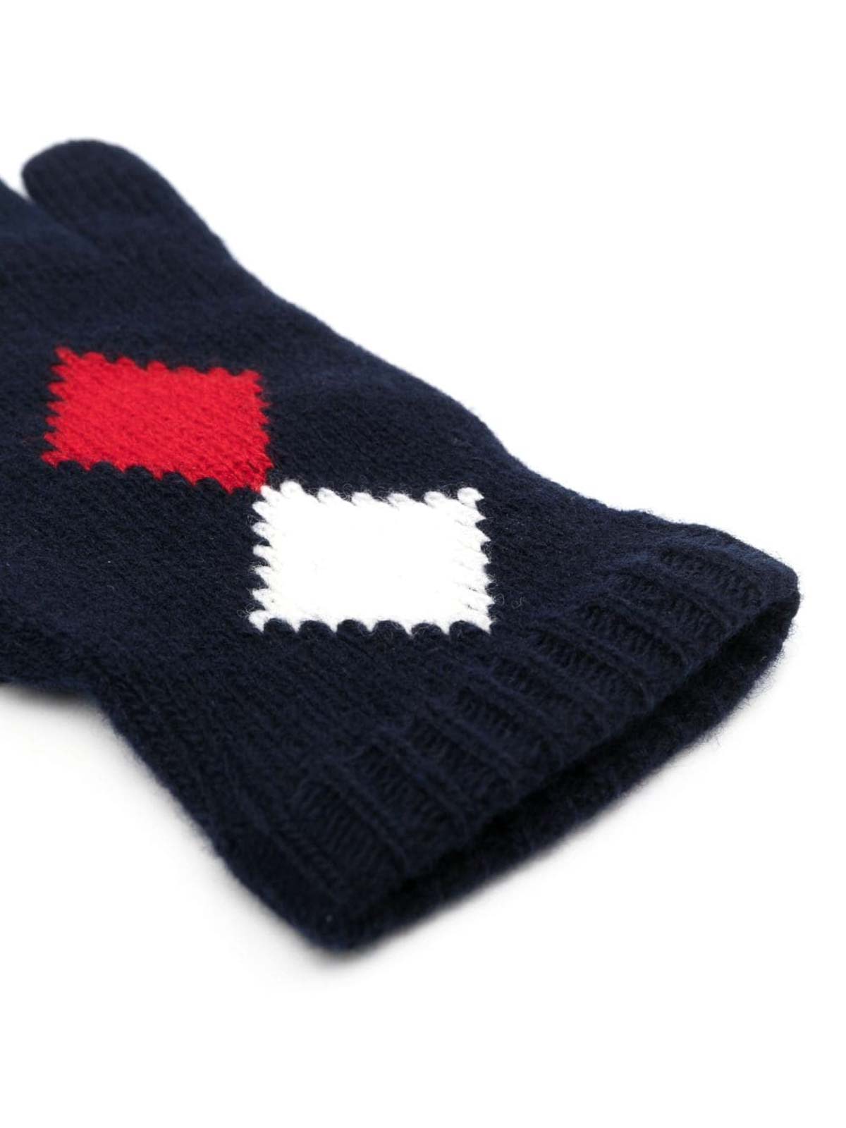 Shop Moncler Geometric-intarsia Virgin-wool Gloves In Dark Blue