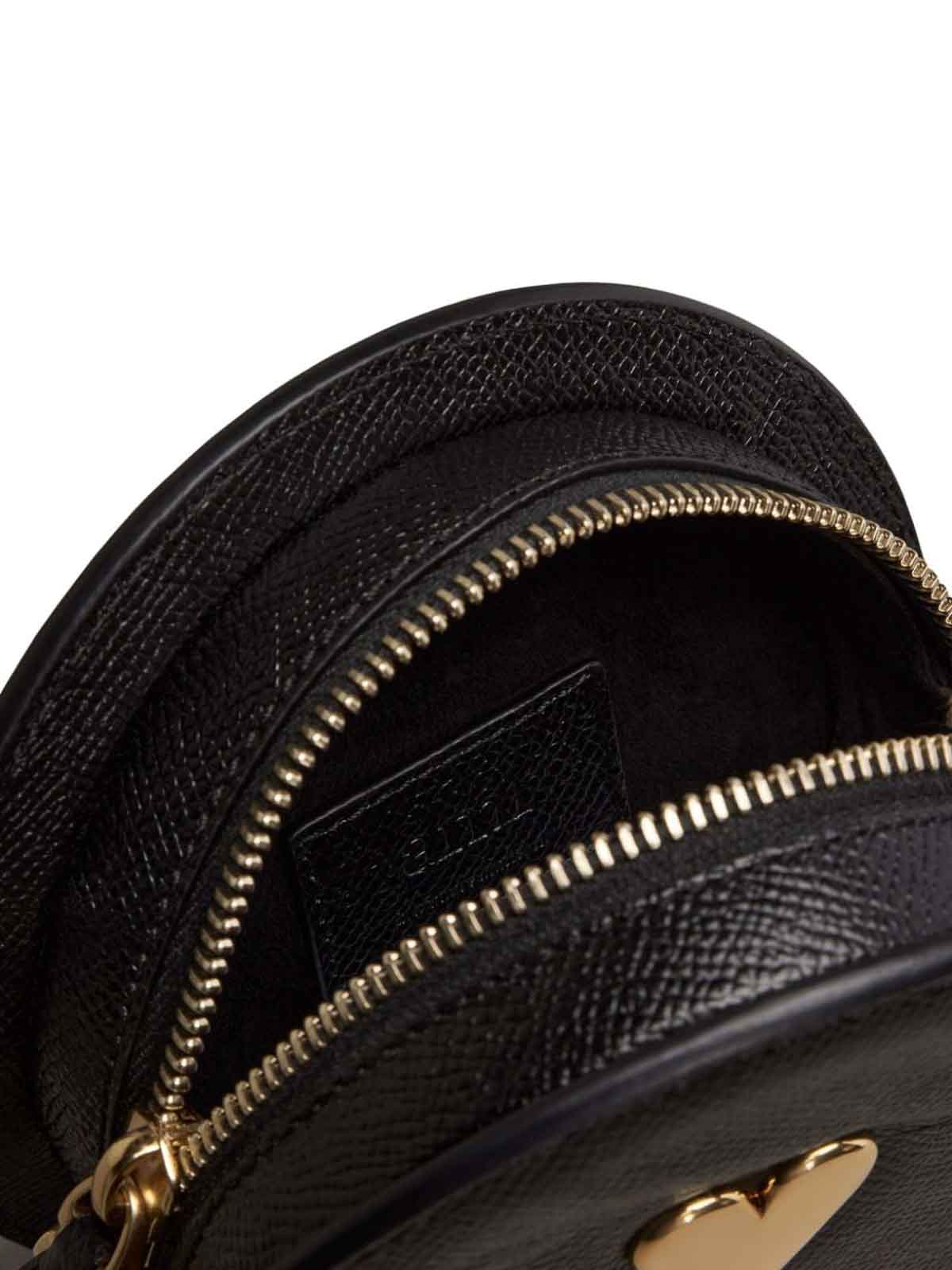 Shop Ami Alexandre Mattiussi Round Paris Paris Leather Crossbody Bag In Black