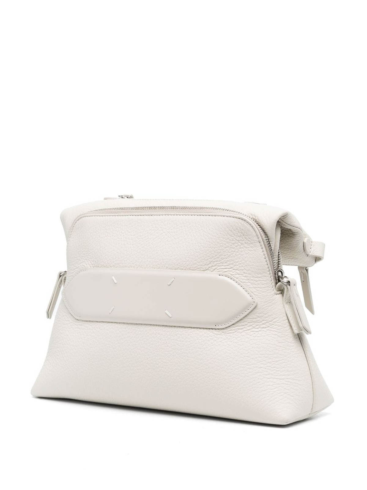 Shop Maison Margiela Foldover Leather Shoulder Bag In White