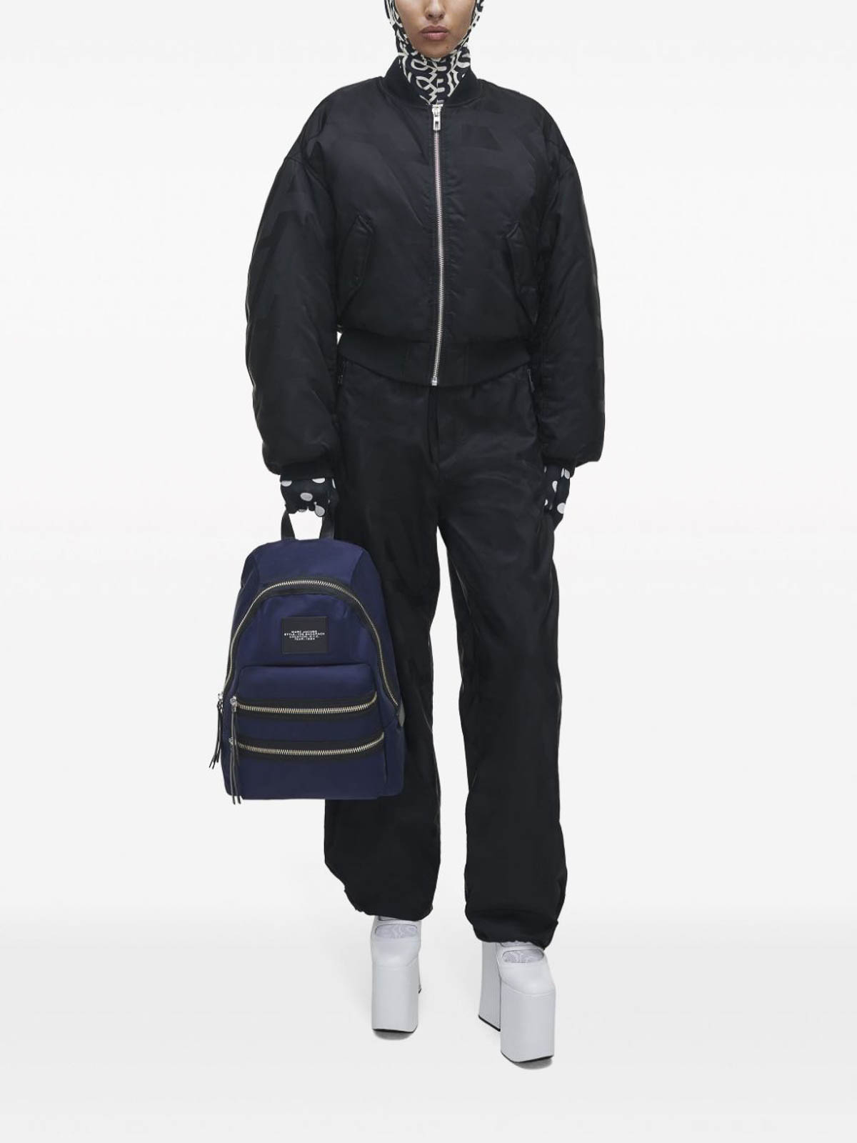 Shop Marc Jacobs The Large Backpack Zipped Backpack In Dark Blue