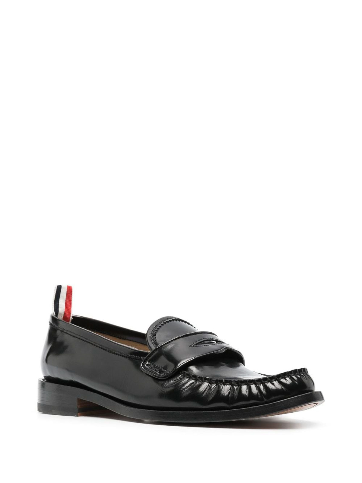 Shop Thom Browne Penny-slot Leather Loafers In Black
