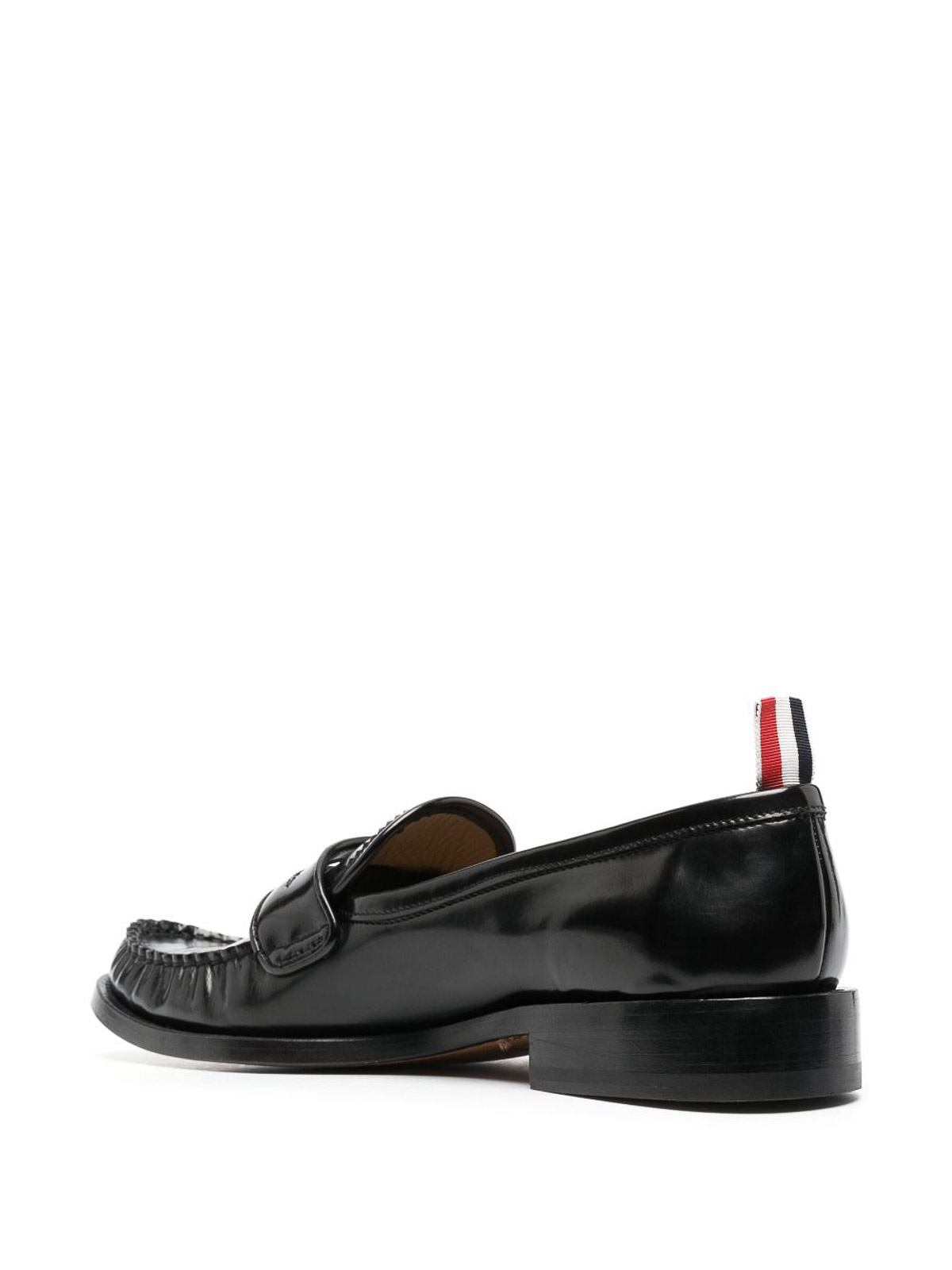 Shop Thom Browne Penny-slot Leather Loafers In Black