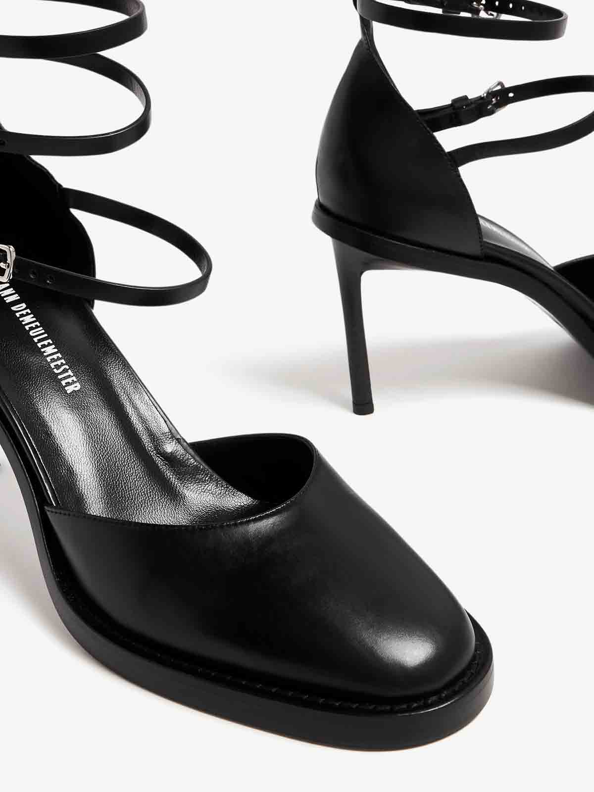 Shop Ann Demeulemeester Jamina Semi-gloss Clafskin Leather Sandals In Black