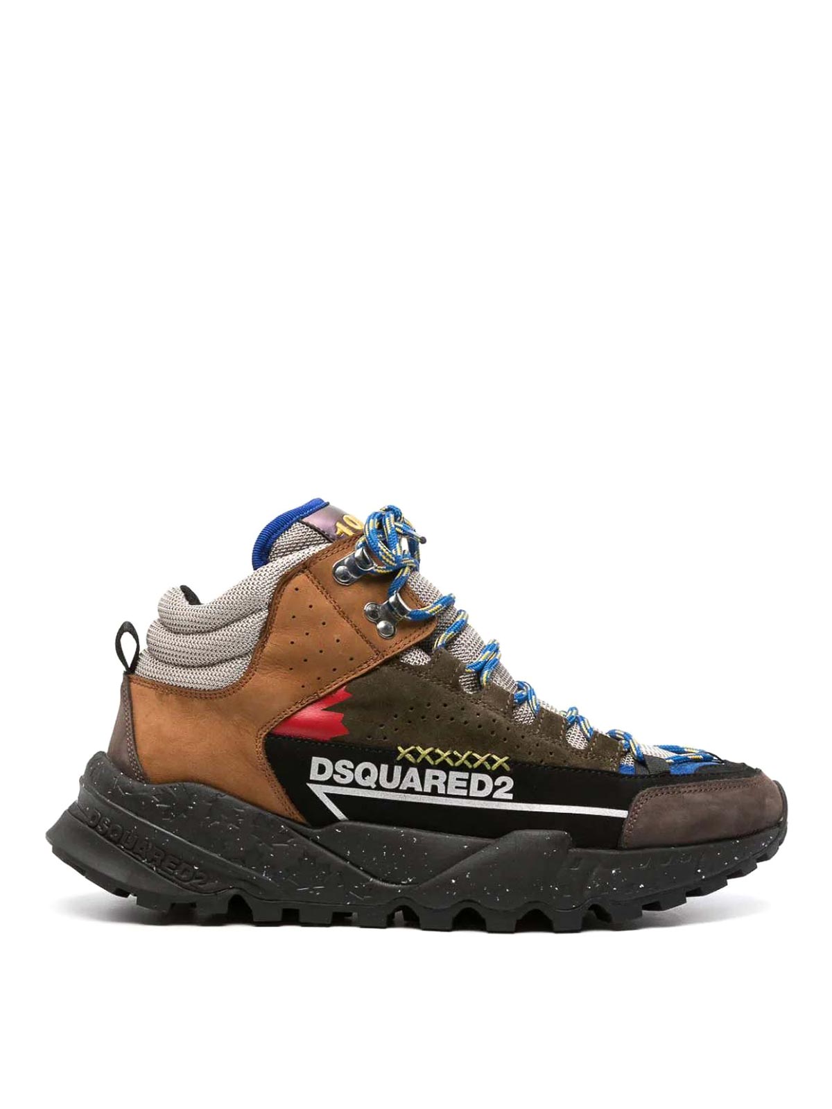 Shop Dsquared2 Panelled Hiking Boots In Brown