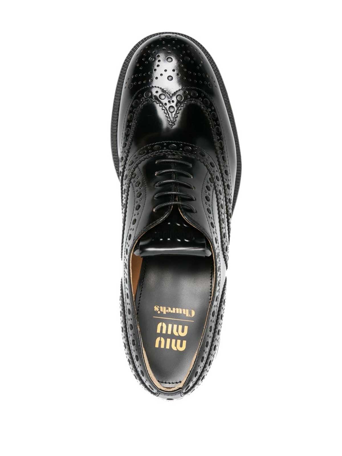 Shop Miu Miu Logo-detail Leather Brogues In Black