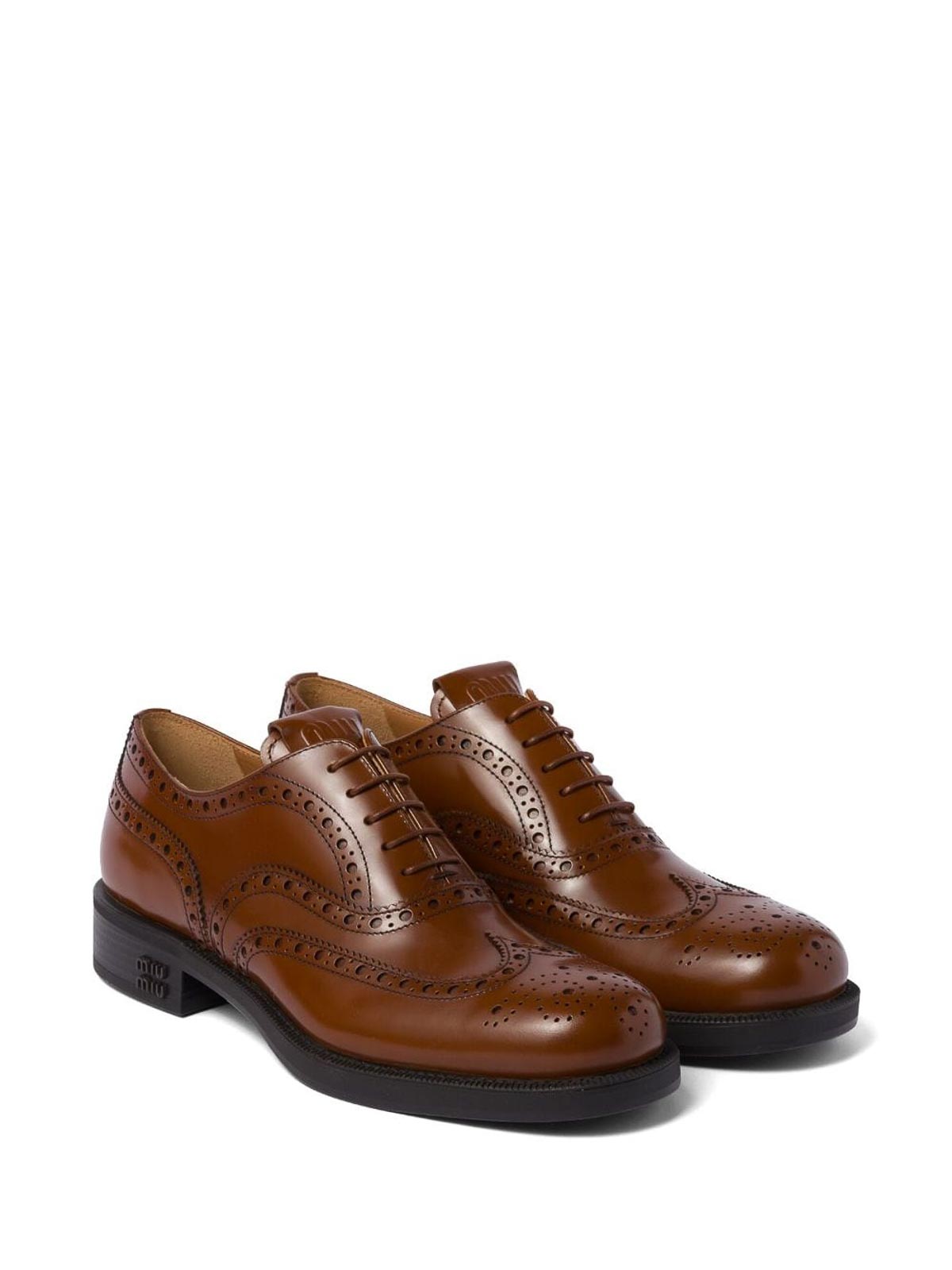 Shop Miu Miu X Churchs Leather Brogue Shoes In Brown