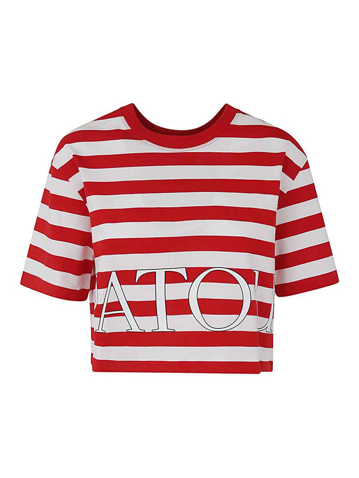 Shop Patou Breton Cropped T-shirt In Red