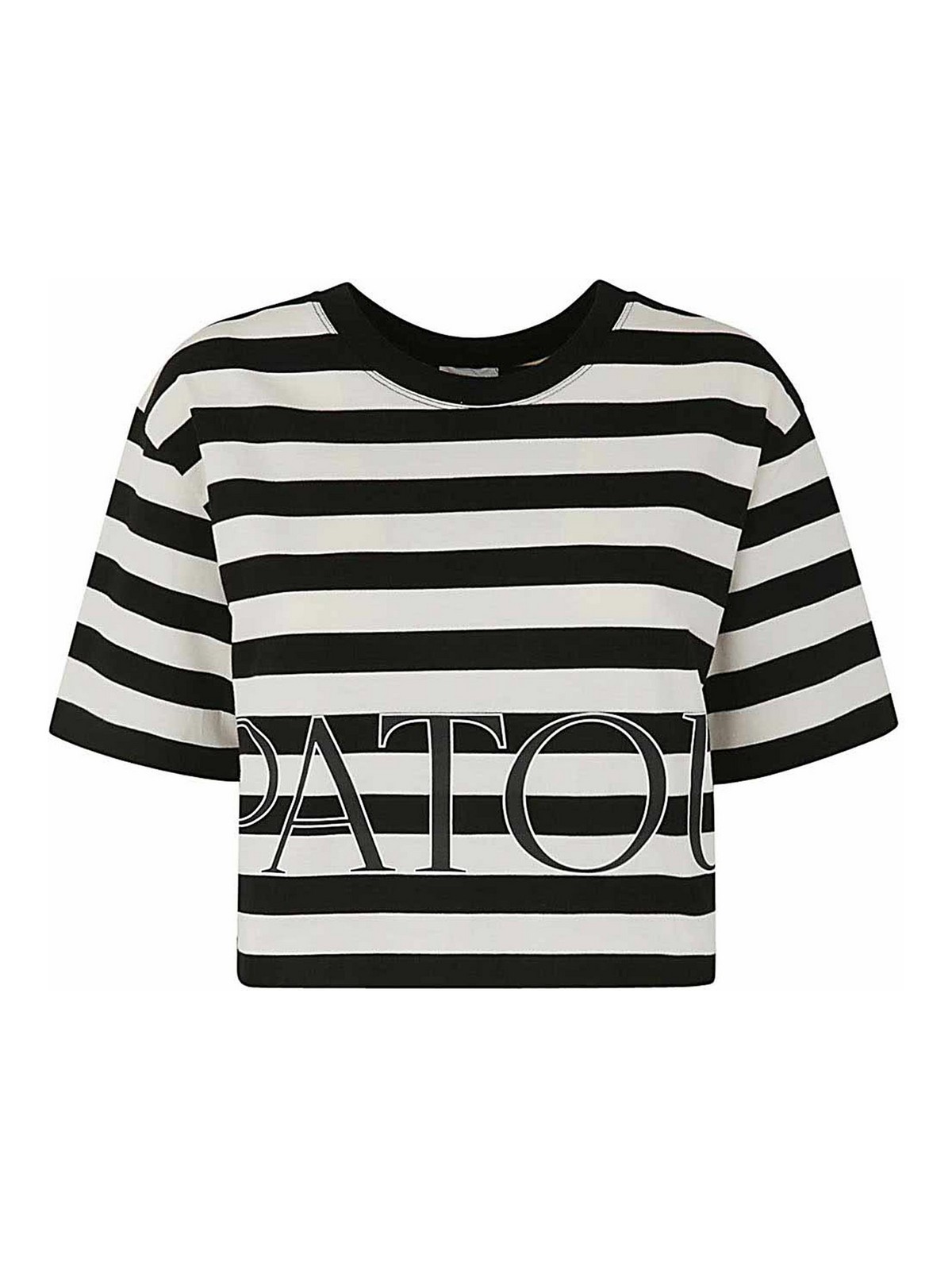 Shop Patou Breton Cropped T-shirt In Black