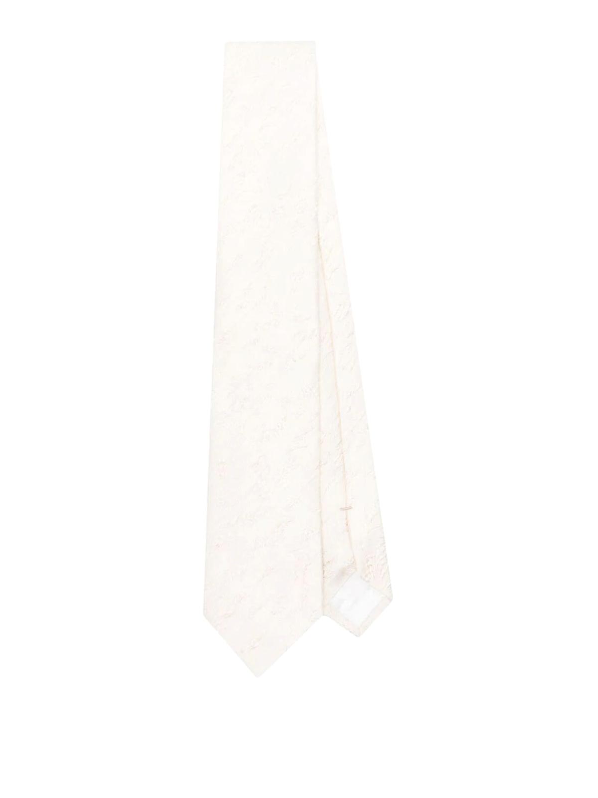 Emporio Armani Woven Jacquard Tie In White