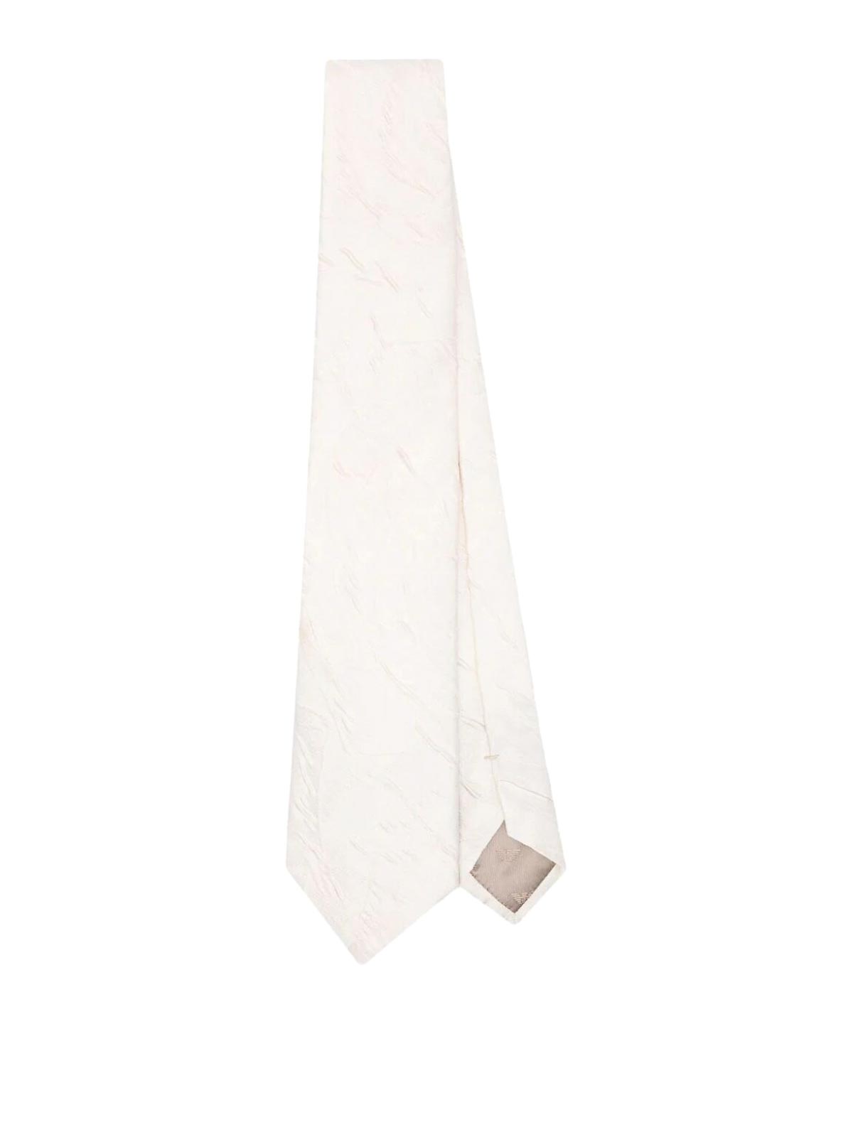 Emporio Armani Woven Jacquard Tie In White