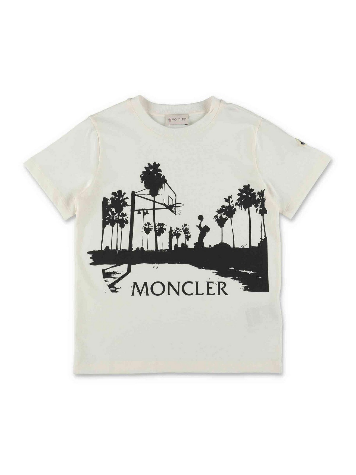 Moncler Kids'  T-shirt Bianca In Jersey Di Cotone Bambino In White