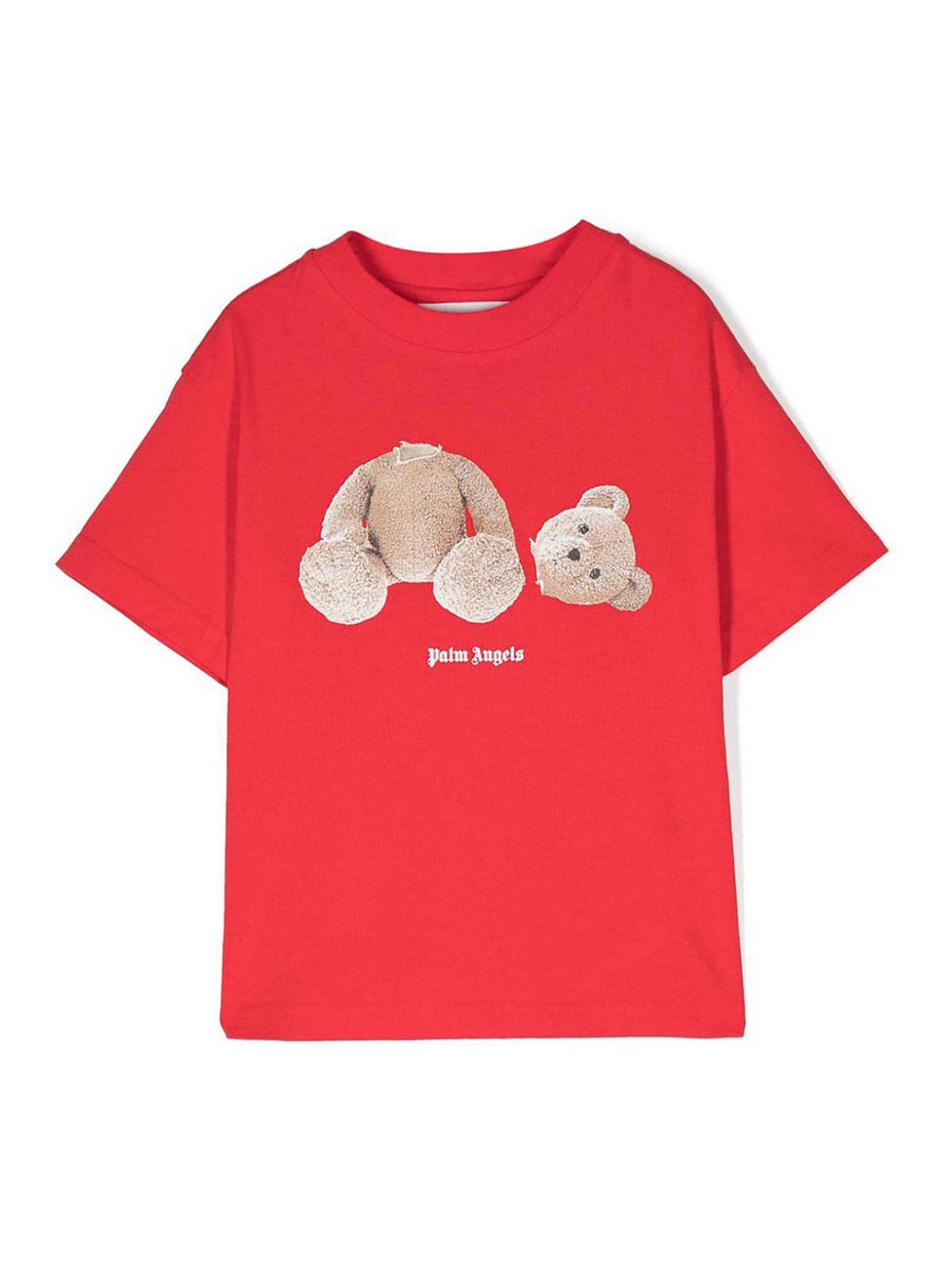 Palm Angels Kids' Red Cotton Jersey Boy  T-shirt