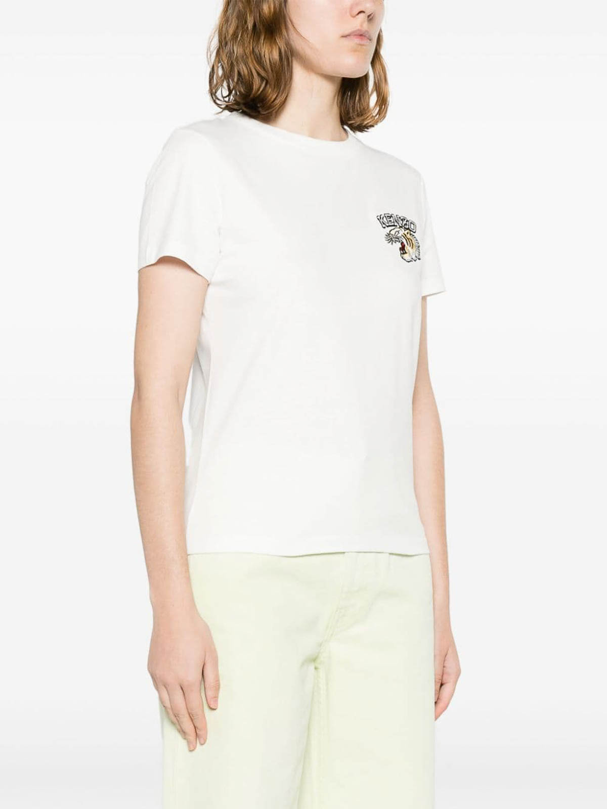 Shop Kenzo Tiger Head Motif T-shirt In White