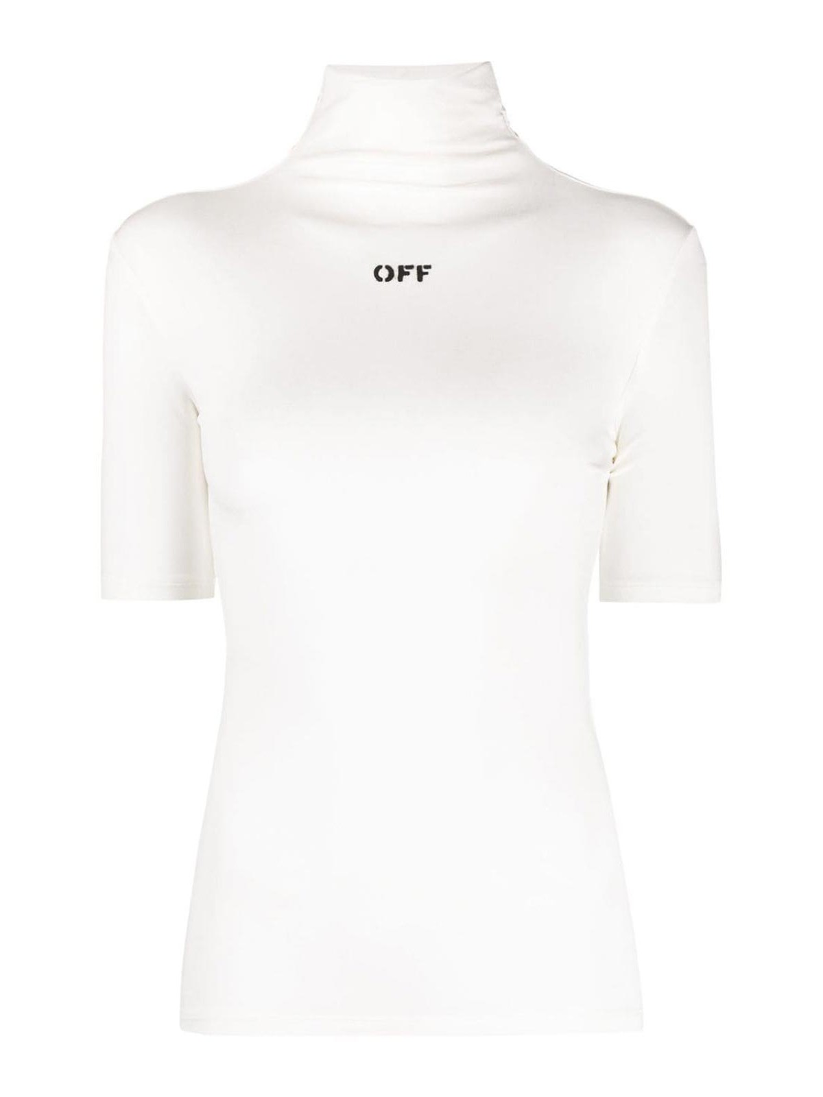 Women's Off White High Neck Cap Sleeves Top