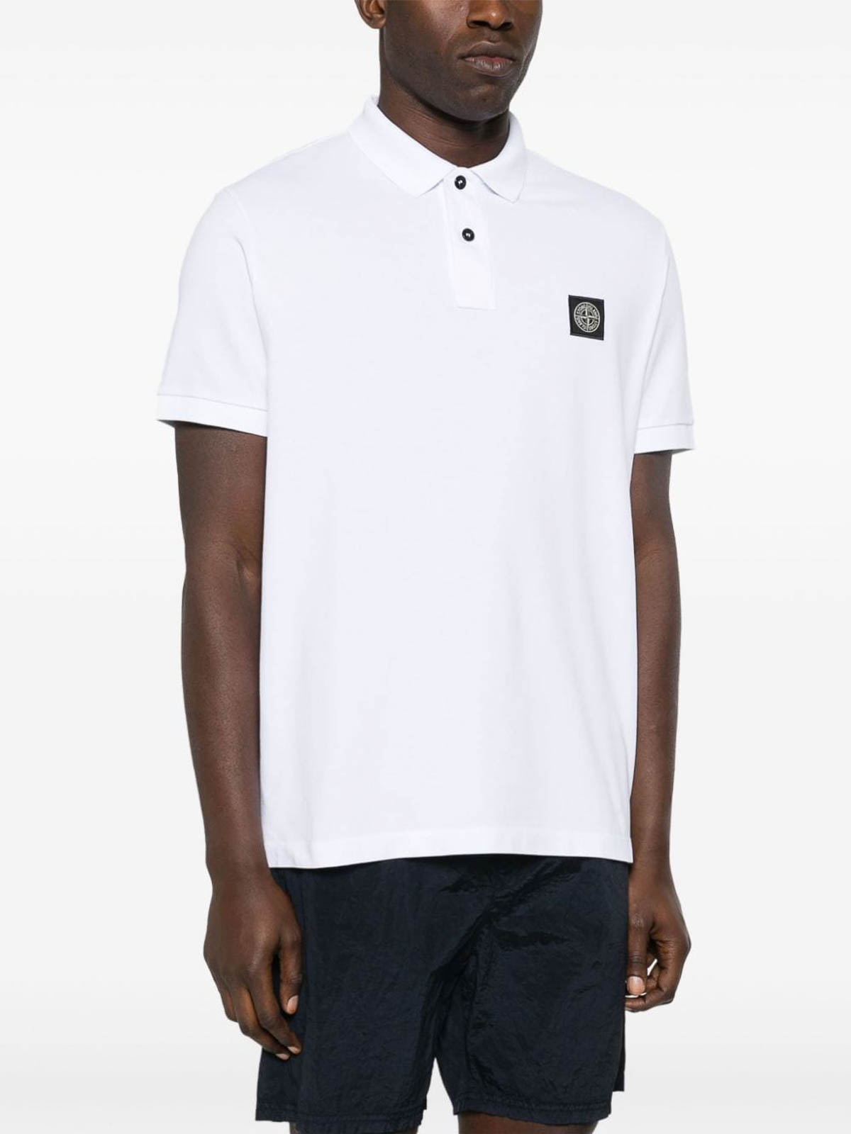 Shop Stone Island Polo Shirt With Logo In White