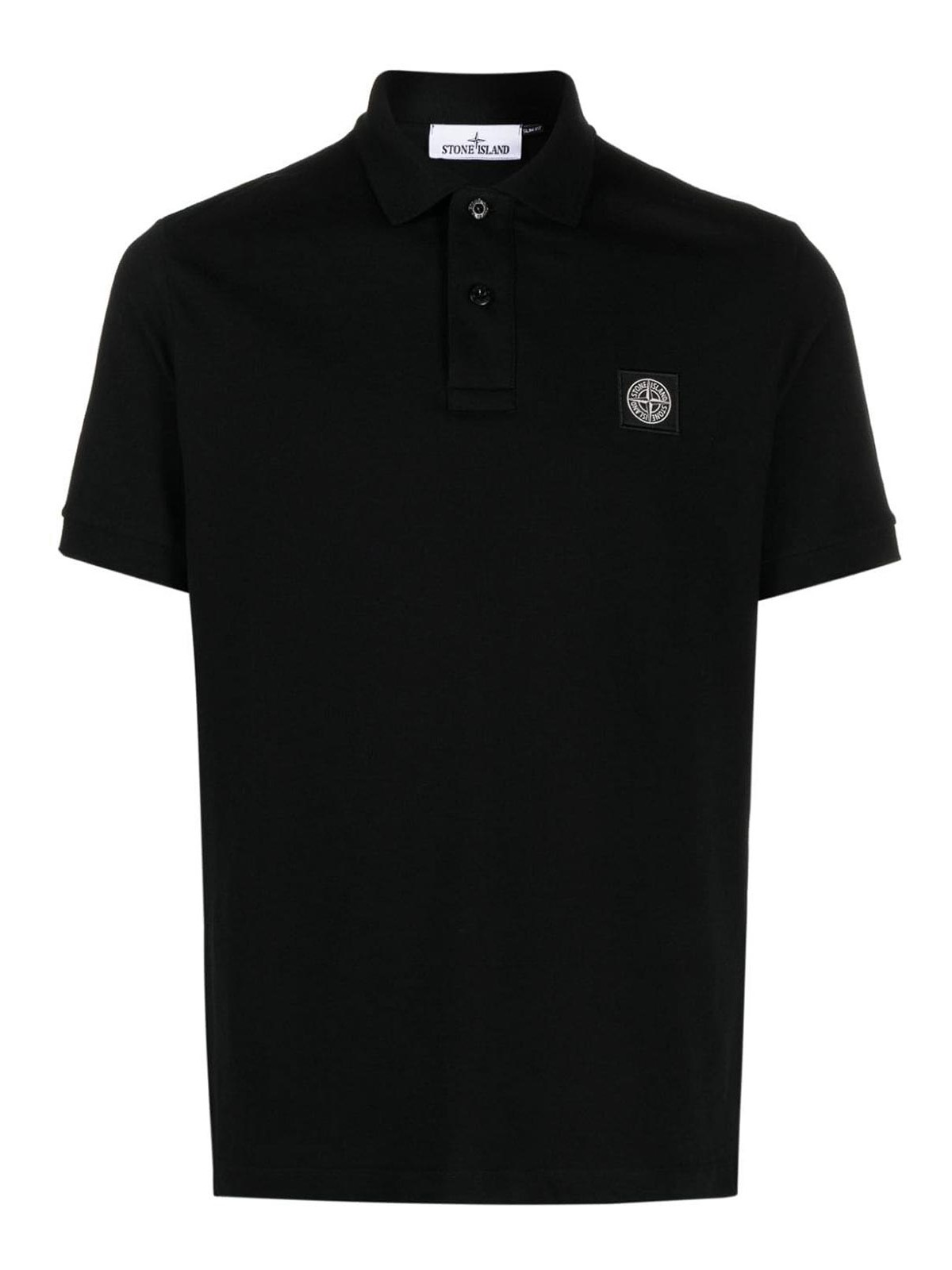Stone Island Polo Shirt With Logo In Black