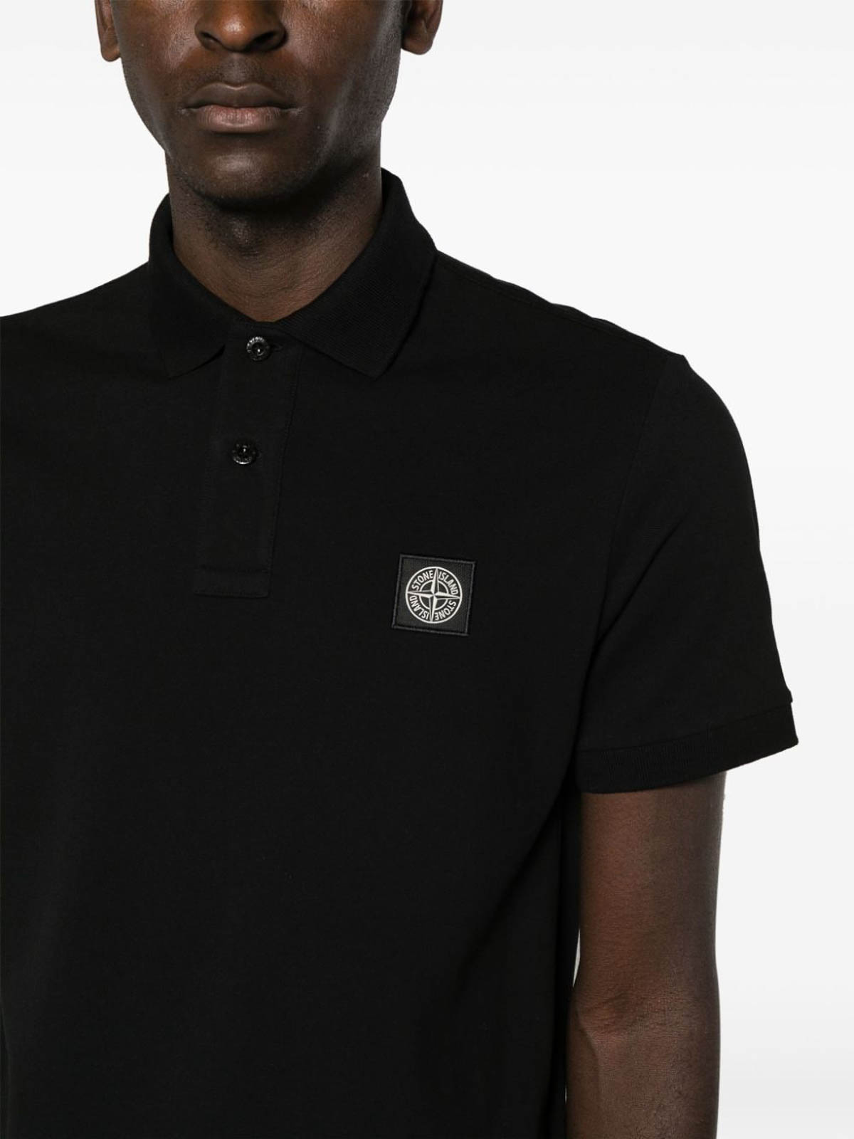 Shop Stone Island Polo Shirt With Logo In Black