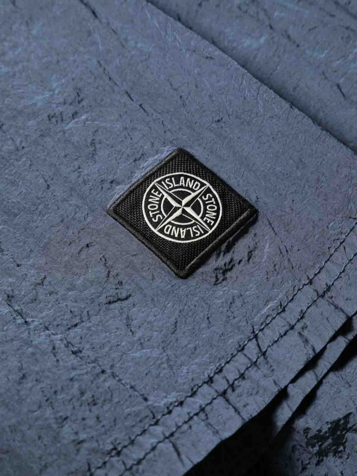 Shop Stone Island Swimsuit With Logo In Blue