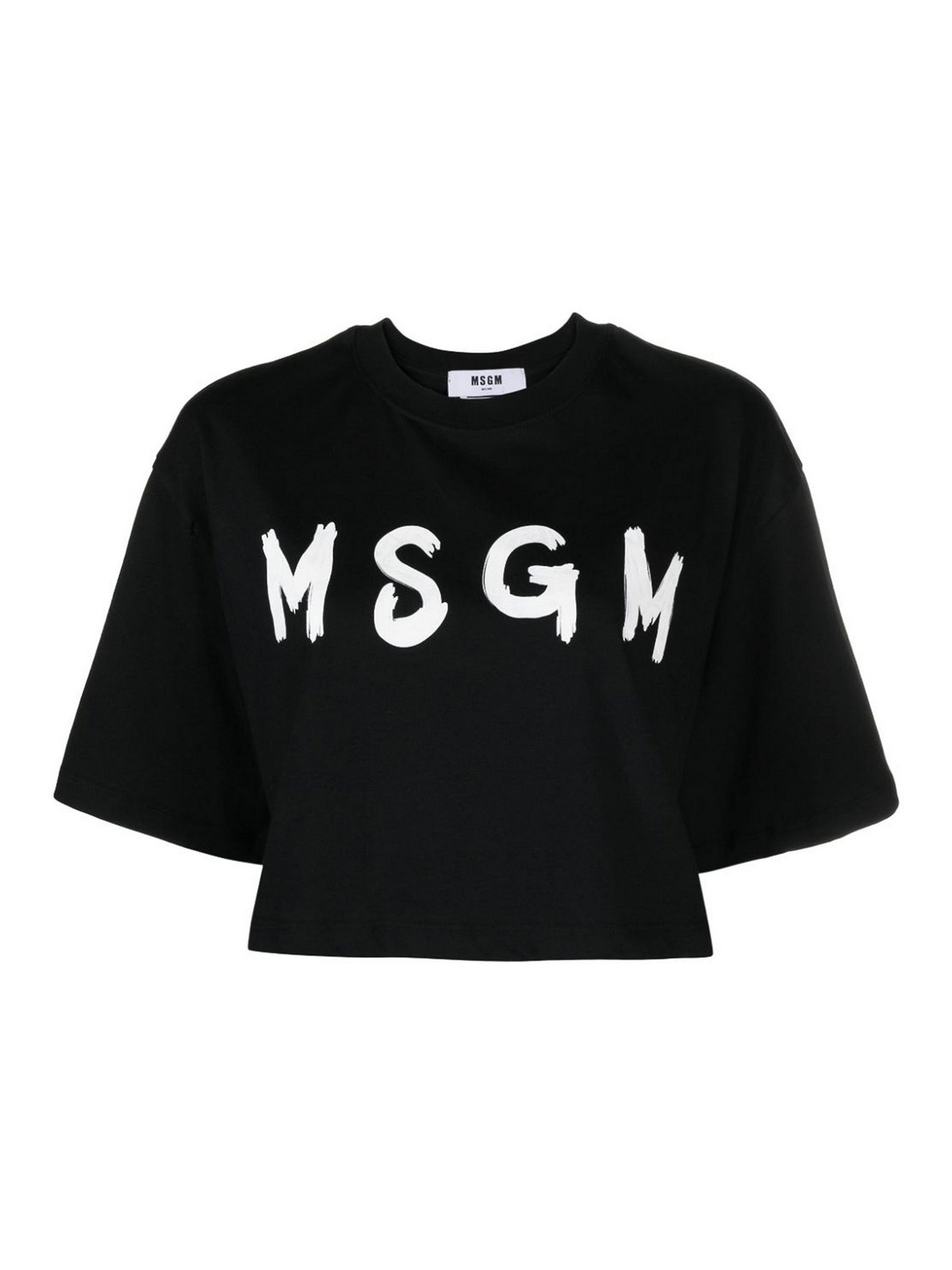 Msgm Short T-shirt Logo In Black