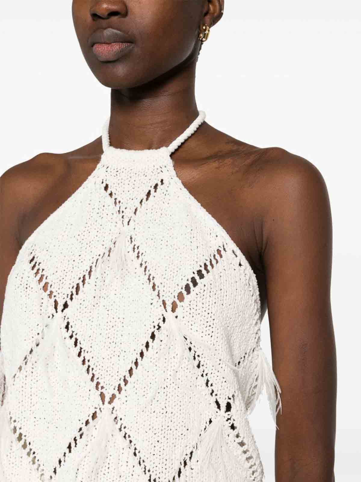 Shop Twinset Top Halter Neck In White
