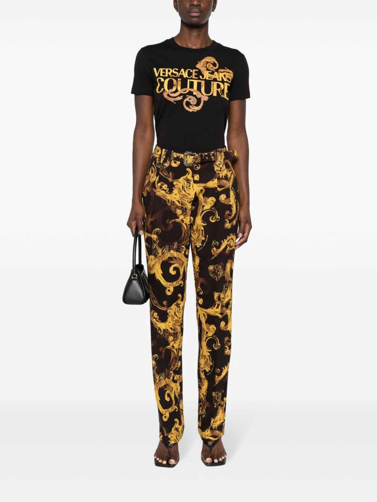 Shop Versace Jeans Couture T-shirt Barocco Print In Black