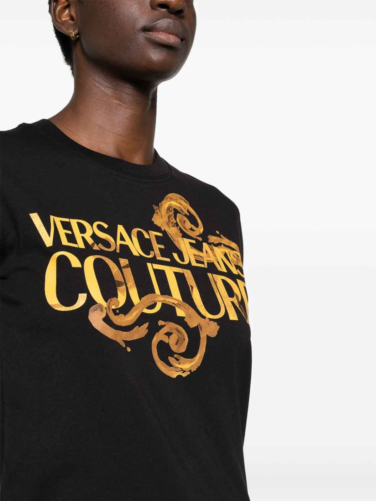 Shop Versace Jeans Couture T-shirt Barocco Print In Black