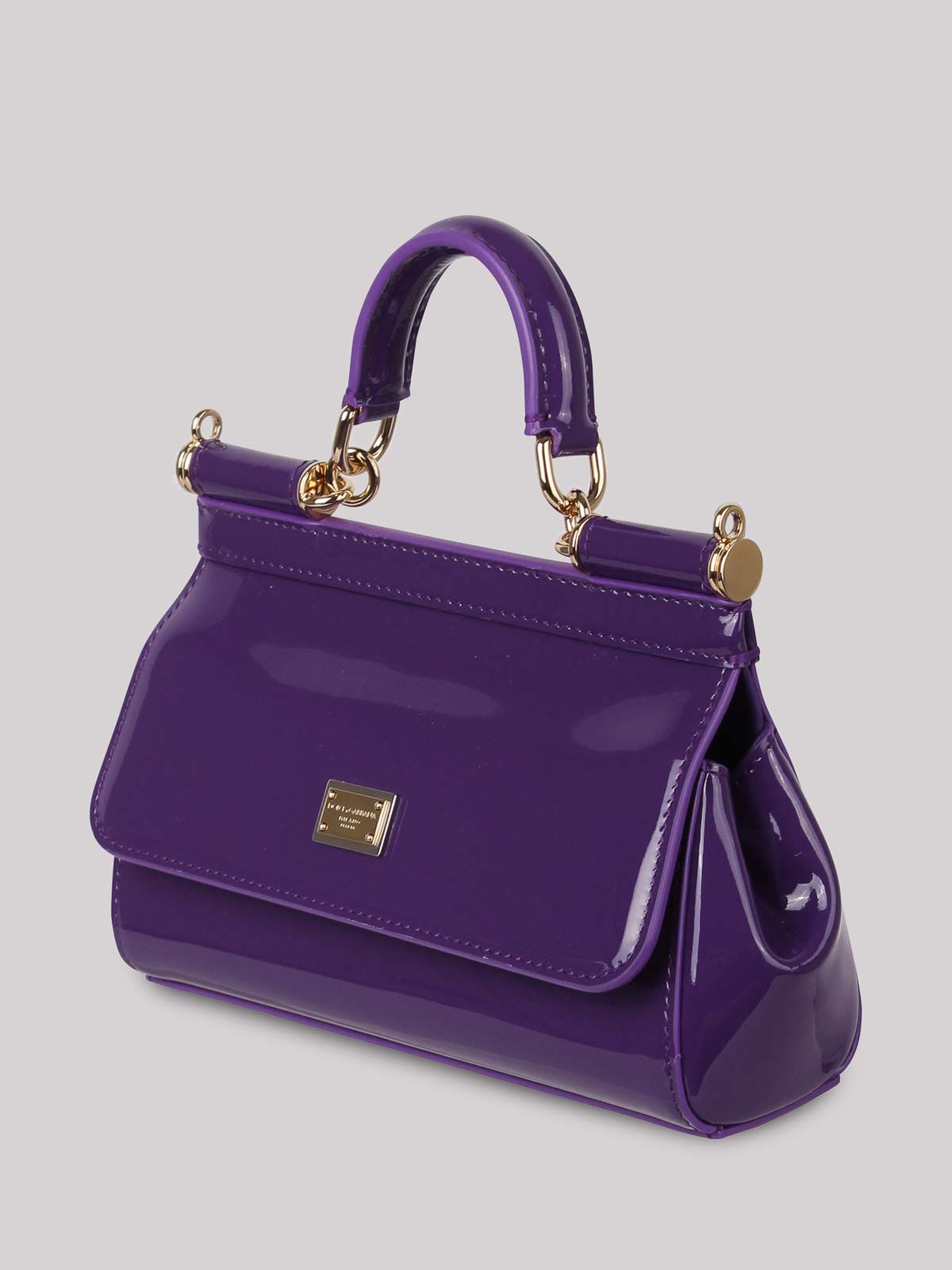 Shop Dolce & Gabbana Small Sicily Bag In Patent Leather In Purple