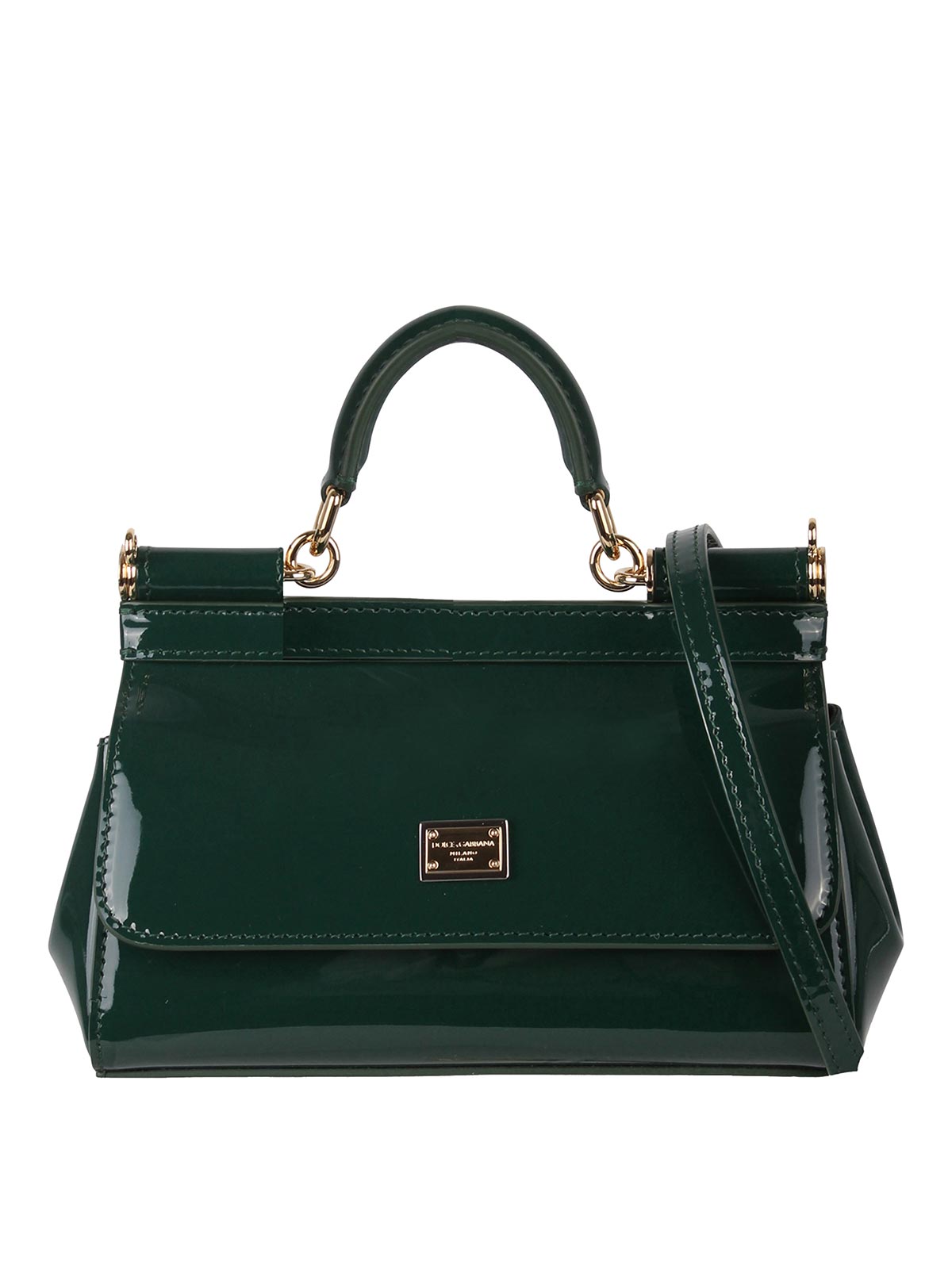 Shop Dolce & Gabbana Small Sicily Bag In Patent Leather In Green
